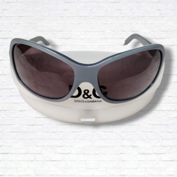 Dolce & Gabbana DG 418S 851 115 Vintage Y2K Blue/Grey Rectangle Frame Sunglasses